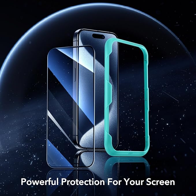 ESR 3 Pack for iPhone 15 Pro Max Screen Protector, [9H Hardness] [Military Grade Shatterproof] Full Coverage Tempered Glass Film with Easy Installation Tool, HD Clear, Scratch Resistant