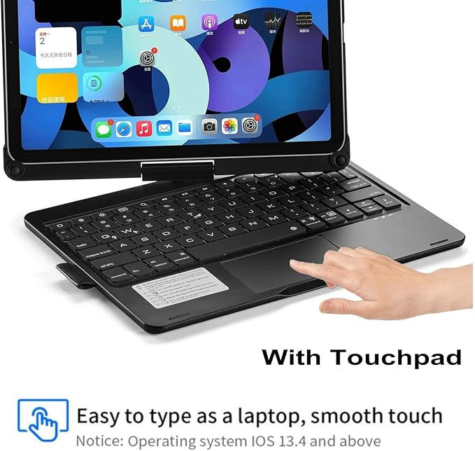 Rotatable Keyboard Case for iPad Air 11 Inch (M3/M2)/ Air5/Air4/iPad Pro11 2022/2021/2020, Backlits Bluetooth Touchpad Keyboard Smart Cover with Pencil Holder, Black