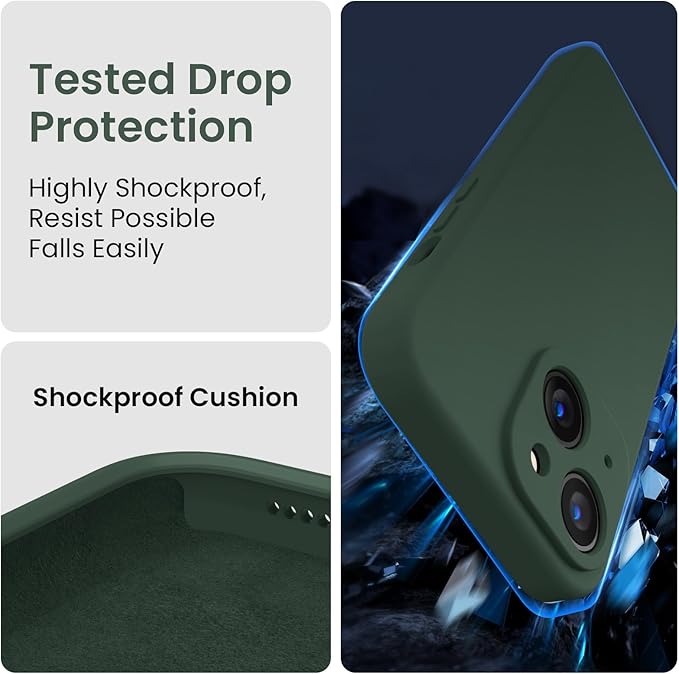 FireNova Designed for 15 Case, Silicone Upgraded [Camera Protection] Phone Case with [2 Screen Protectors], Soft Anti-Scratch Microfiber Lining, 6.1 inch, Alpine Green