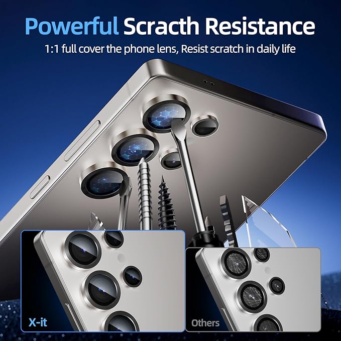 X-it Camera Lens Protector for Samsung S25 Ultra, 9H Tempered Glass, Independent Metal Aluminum Edge Original Protection Design, Suitable for Phone Case, Anti-scratch, Anti-reflective,Pinkgold
