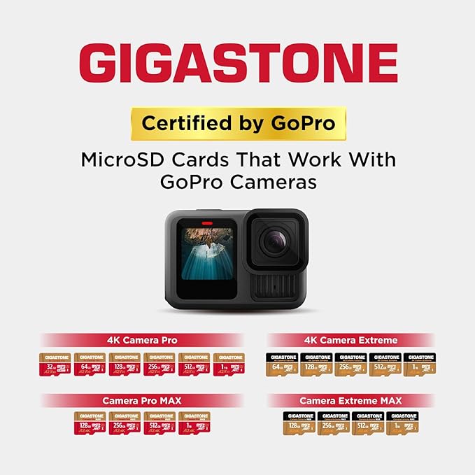 [5-Yrs Free Data Recovery] GIGASTONE 128GB Micro SD Card with USB 3.2 Type C Card Reader, 4K Camera Pro MAX, Speed Up to 120MB/s Compatible with Gopro, DJI, Dash Cam, MicroSDXC UHS-I A2 V30 U3