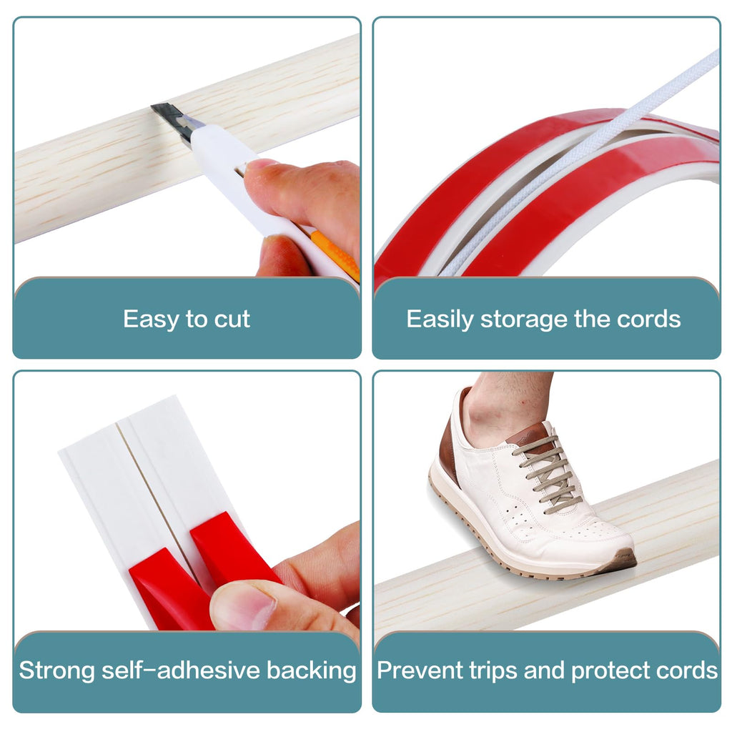 LSGCQ Floor Cord Cover Self Adhesive Cord Hider Floor Cable Management