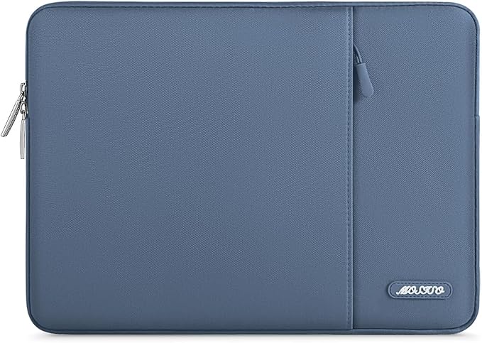 MOSISO Laptop Case 13.3 inch, 13-13.3 inch Laptop Sleeve Compatible with MacBook Air/Pro 13 / Pro 14, HP Dell ASUS Lenovo Notebook, Polyester Vertical Computer Sleeve Bag with Pocket, Steel Blue
