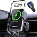 Wireless Car Charger, MOKPR 15W Fast Charging Auto Clamping Air Vent Car Phone Holder with LED Light Car Charger for iPhone 16 15/14/13/12 Pro Max Plus, Samsung S23/S22/S21,etc