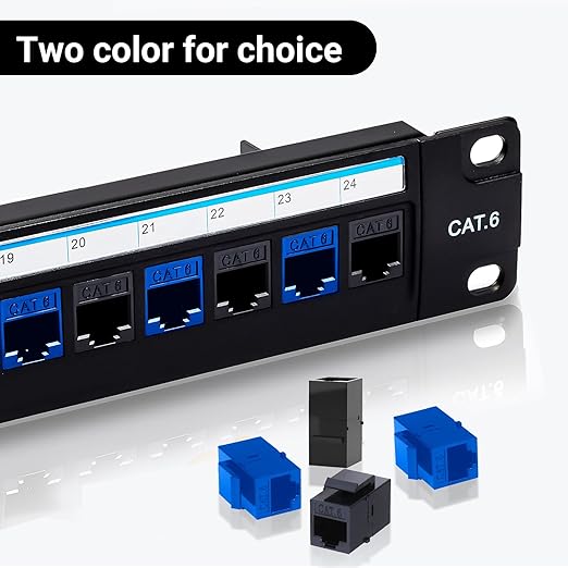 Cat6 RJ45 Keystone Coupler 25-Pack, Ethernet Coupler Female to Female, Ethernet Cable Extender UTP Inline Cat6 Keystone Jacks for Wall Plates & Patch Panels – Blue