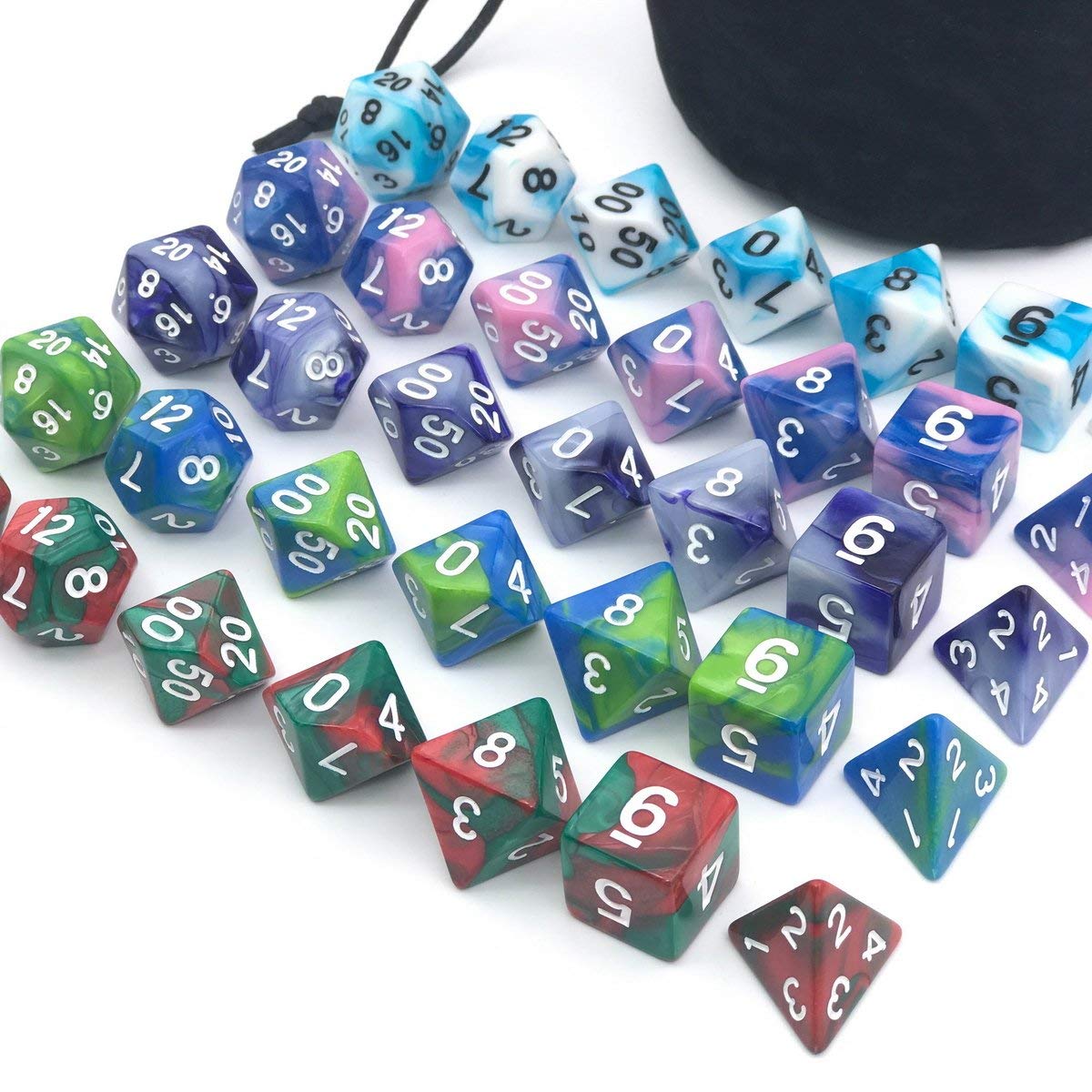Dice Set for Dungeons&Dragons, DND, RPG Games, Polyhedral Dice Set, Assorted Dice Set, 35 Total, 5 Sets with Drawstring dice Pouch