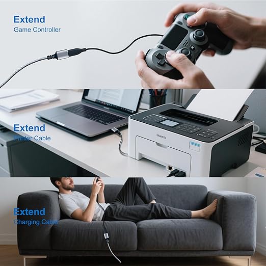 Tan QY USB 3.0 Extension Cable 3Ft, USB 3.0 High Speed Extender Cord Type A Male to A Female for PlayStation, Xbox, USB Flash Drive, Hard Drive, Card Reader,Scanner,Printer,Keyboard (Silver, 3Ft)