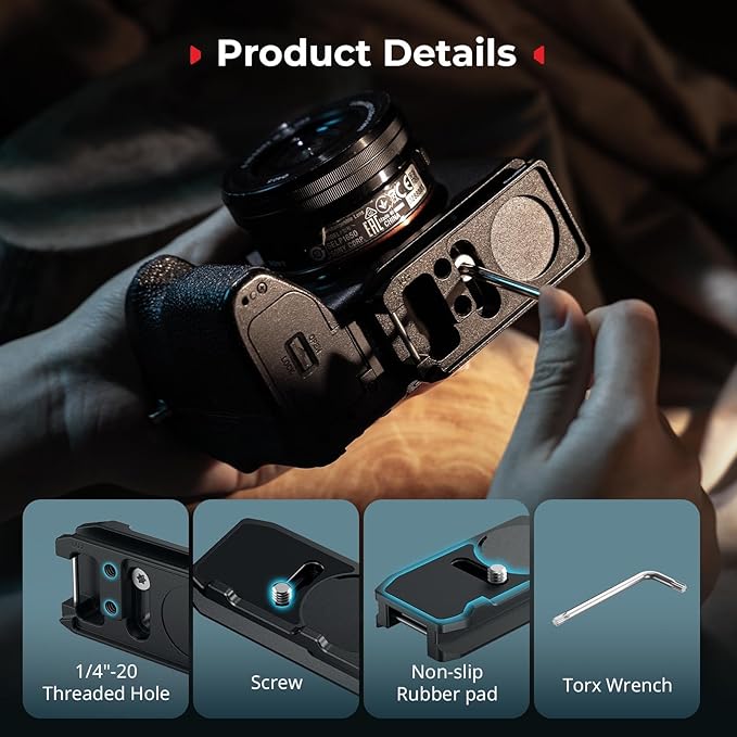 SmallRig Mount Plate for AirTag, Quick Release Camera Mount Baseplate for Arca-Type, Built-in EVA Pad, 1/4"-20 Screws, for Sony A7 III/ A7 IV/ A7C II/ A7C R/A6700 /A6400 /FX30 /FX3 /ZV-E10 II- MD5423