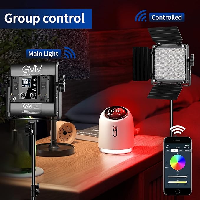 GVM RGB Video Lighting, 360° Full Color Led Video Light with APP Control, 3 Packs 850D Photography Lighting Kit CRI 97, YouTube, Aluminum Alloy Shell