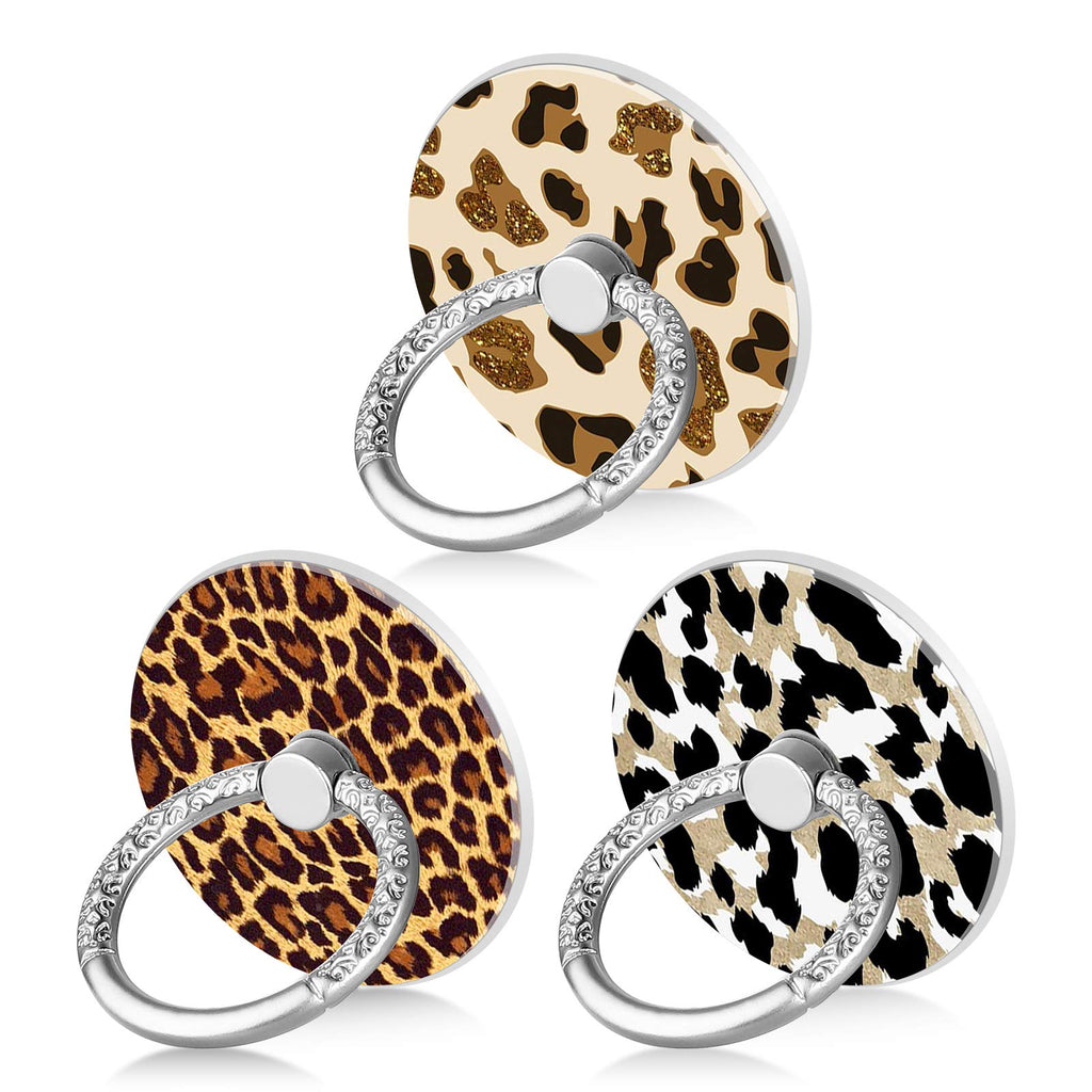 Bonoma Cell Phone Ring Holder,3-Pack 360 Degree Rotating Leopards