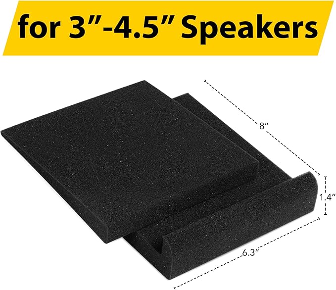 Sound Addicted - Studio Monitor Isolation Pads for 3-4.5 inches Small Speakers, Pair of 2 High Density Dampening Acoustic Stands Foam which Fits Most Bookshelf’s and Desktops | SMPad 4
