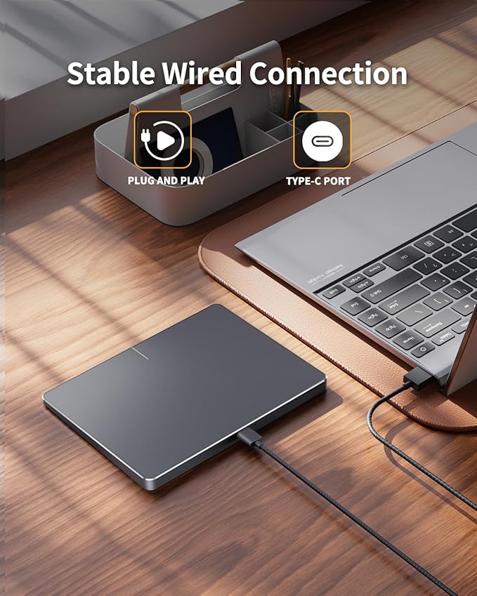ProtoArc Wired USB Trackpad for Windows 10/11, Large High-Precision Wired Trackpad Mouse with Multi-Gesture, Ultra Slim Portable Aluminum Touchpad Mouse for Computer/Desktop/Laptop