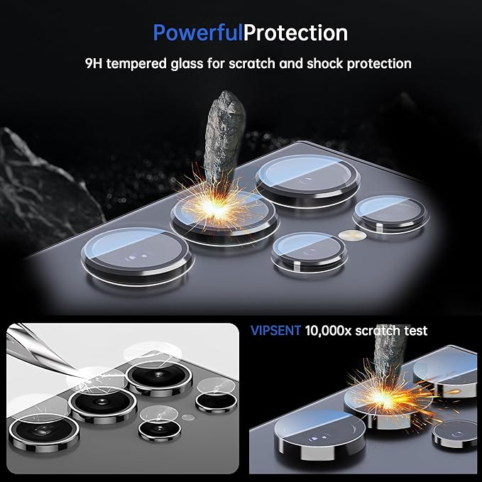 For Samsung Galaxy S24 Ultra Camera Lens Protector, Individual Lens Protector, Ultra HD 9H Tempered Glass Screen Protective Cover, Anti-scratch, Military Grade Drop Protection 2 Set. (Clear, S24 Ultra)
