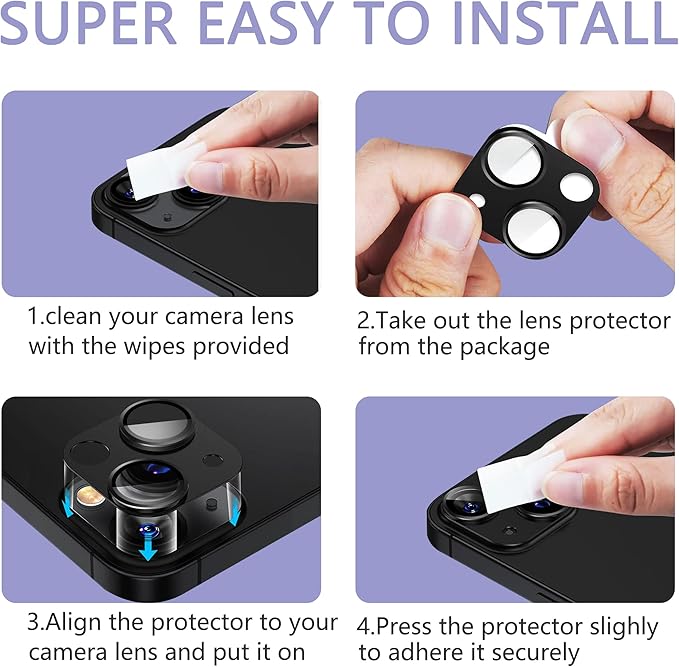 2 Pack Camera Lens Protector for iPhone 14 / iPhone 14 Plus,[Not Easy to Breakn ] AR Tempered Glass Strong Adsorption Metal Camera Cover Screen-red