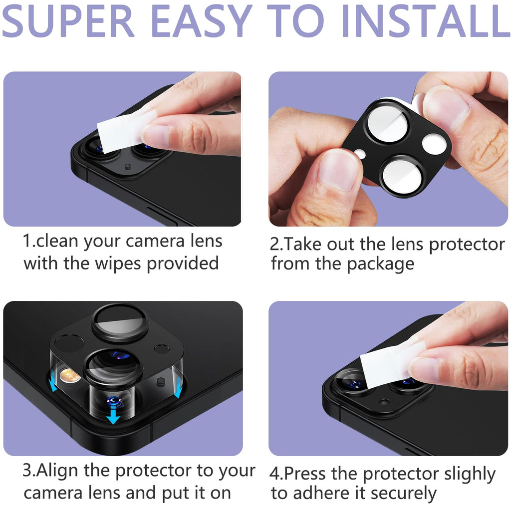 SHANG PIN JIA 2 Pack Camera Lens Protector for iPhone 14/14 Plus,[Not Easy to Breakn ] AR Tempered Glass Strong Adsorption Metal Camera Cover Screen-Silvery