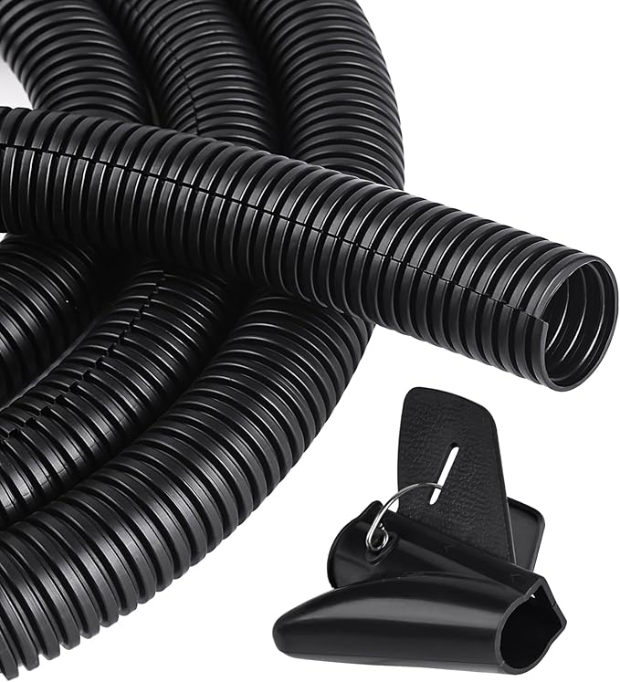 CrocSee 25ft - 1/4 inch Flame Retardant Split Wire Loom Tubing with Installation Tool - Flexible Wire Covers Cord Protectors - Black