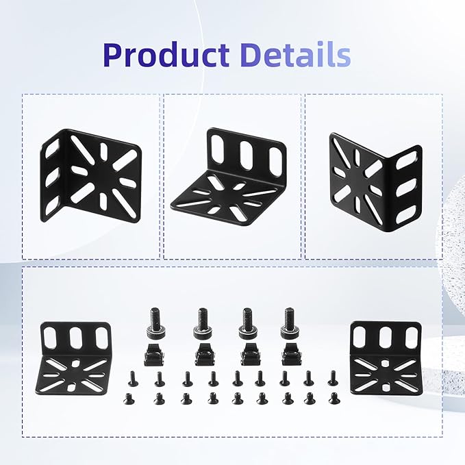 Rack Mount Kit for 17.3 inch Switches, Adjustable Rack Ears for Buffalo Tech, Cisco, NETGEAR,Dell, D-Link, Linksys and TRENDnet Products, Adjustable Hole Distance 13-35mm