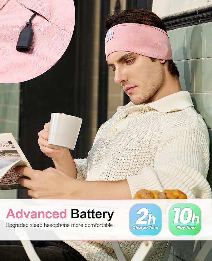 Perytong Sleep Headphones - Bluetooth Headband Wireless Sleeping Headband with Earphones Music Band Unique Gifts for Men Women