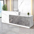 Reception Desk with Counter Modern Checkout Counter with Lockable Drawer Keyboard Tray Receptionist Desk for Office Salon Reception Table F Right 51inch/130cm