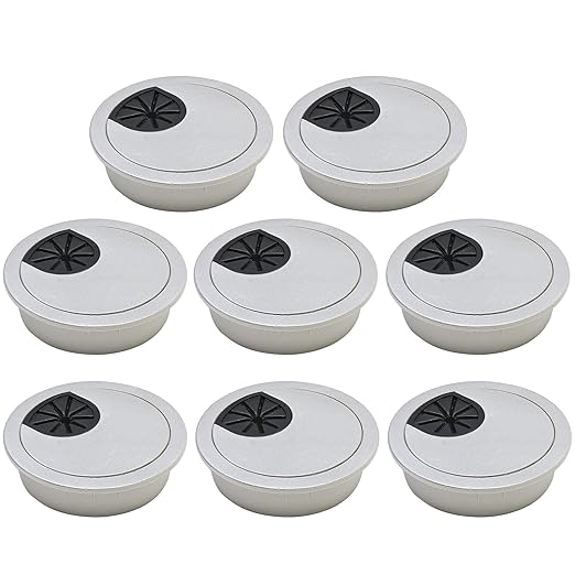 Desk Grommet 2" (50 mm), Desk Cord Hole Cover, Cable Grommet ABS Plastic, Desk Hole Grommet for Office and Home Table Cable, Detachable Cable Cord Organizer (Silver Sand 8 Pcs)