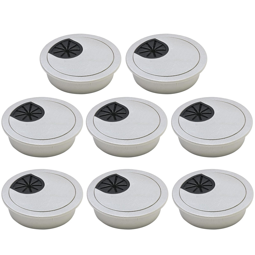 BOPOREAE Desk Grommet 2" (50 mm), Desk Cord Hole Cover, Cable Grommet ABS Plastic, Desk Hole Grommet for Office and Home Table Cable, Detachable Cable Cord Organizer (Silver Sand 8 Pcs)