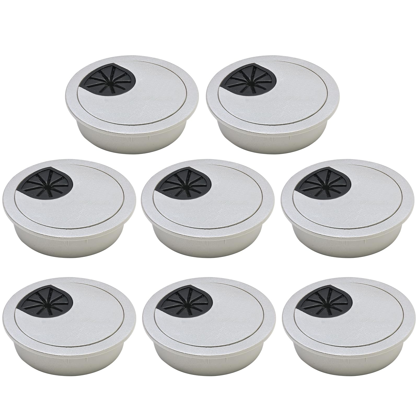 BOPOREAE Desk Grommet 2" (50 mm), Desk Cord Hole Cover, Cable Grommet ABS Plastic, Desk Hole Grommet for Office and Home Table Cable, Detachable Cable Cord Organizer (Silver Sand 8 Pcs)