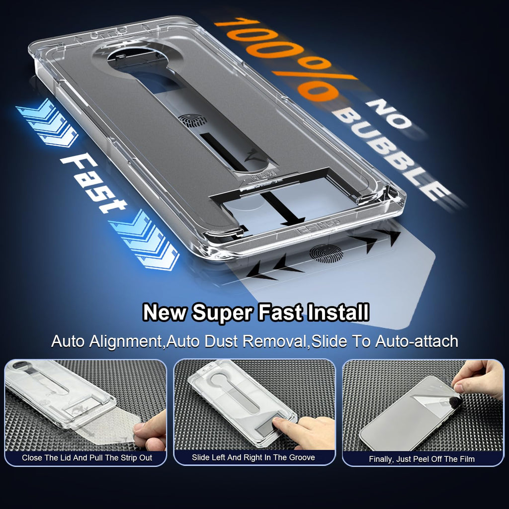 OneFish Glass Screen Protector for iphone 15 Pro, 9H Hardness Glass Scratch Resistant, HD Clarity Tempered Film with Installation Frame, Bubble Free, Easy Installation, 2Pack.