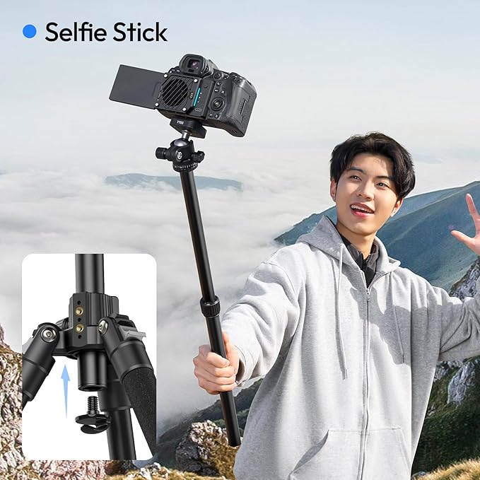 ULANZI TT53 Camera Tripod, 70.8” Travel Tripod for DSLR/Phone, Heavy Duty Fold Portable Stand with 360° Ball Head UKA Quick Release Plate, Lightweight Compact for Photography Vlogging Video Shooting