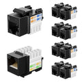 iwillink 10Gbps Cat6 Ethernet Coupler - 90-Degree Keystone Jack Adapter (Black) 10-Pack