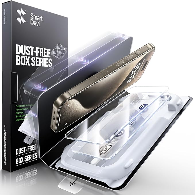 SMARTDEVIL 3 Pack Screen Protector for iPhone 13 Pro Max/14 Plus, Bubble-and-Dust-Free Box, HD Tempered Glass, Military Grade Shatterproof & Ultra Durable, Easy Installation