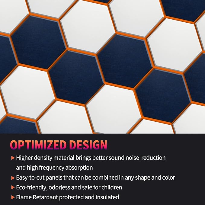 Mollywell Hexagon Acoustic Panels, High Density, Soundproofing, Decorative Noise Reduction Felt Wall Tiles for Ceilings, Home Office & Gaming Room (Fruit Green), 14x12x0.4 Inch