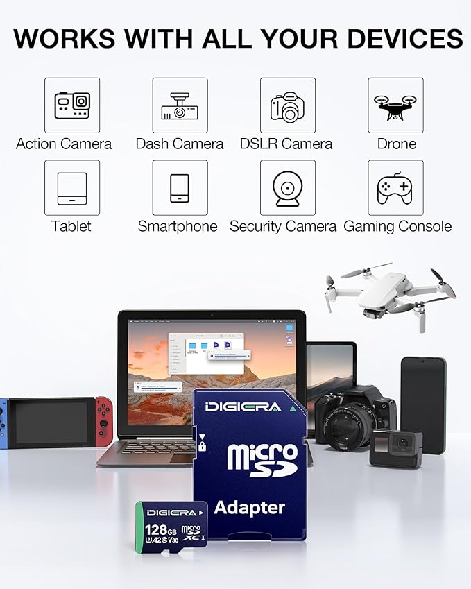128GB CT100 microSDXC UHS-I Memory Card with Adapter - up to 100MB/s, C10, U3, V30, 4K UHD, A2, Micro SD Card for Smartphones, Tablets, Cameras, Gaming Consoles, and Drones (2 Pack)