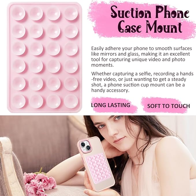 Silicone Suction Phone Case Mount 3 Pack, Silicon Adhesive Suction Cup Phone Mount, Non Slip Sticky Phone Grip for Cellphone, Strong Grip Holder for Selfies and Videos (Baby Blue)