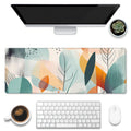 Eflxamz Desk Pad, Abstract Colorful Leaves Desk Mat, Large Gaming Mouse Pad with Non-Slip Base and Stitched Edge, 31.5"x11.8"