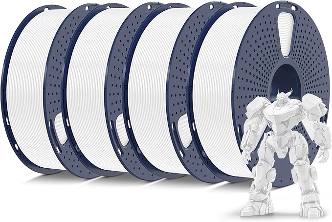 SUNLU PETG Filament 1.75mm 4KG Bundle, Less Stringing and Good Layer Adhesion, Individually Vacuum Packed, 3D Printer Filament 4kg, 1kg per Spool, Pack of 4, 4 Colors, 4 White