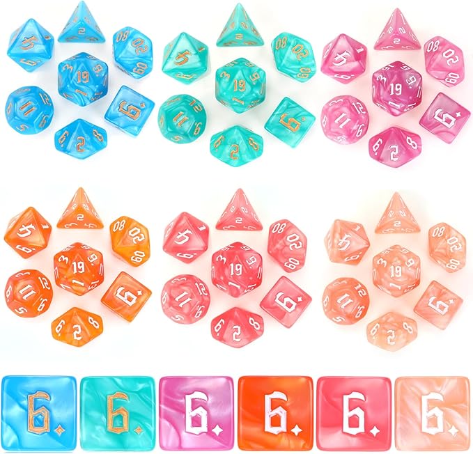 Yilloog 210 Pcs Compatible with DND Dice Sets Bulk Polyhedral Dice with Drawstring Bag Dice Multi Role Playing Table Game D4 D6 D8 D10 D% D12 D20 Compatible with Dungeons and Dragons (Mixed Style)