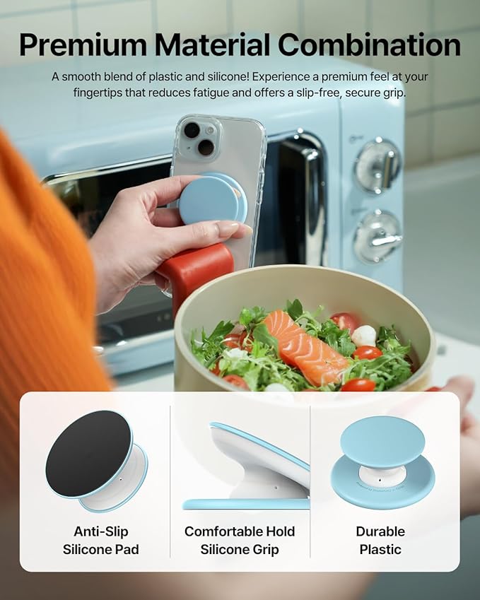 Sinjimoru for MagSafe Phone Grip, Soft Silicone Magnetic Finger Grip for iPhone 16/15/14/13/12, Comfortable One-Touch Holding, M-Tap Tok Black