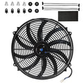 MuHize 16 Inch Universal Radiator Cooling Fan Kit - 12V 120W High Performance Push/Pull Electric Fan with Mounting Hardware, Fits Car/SUV/Light Truck Engine Cooling System
