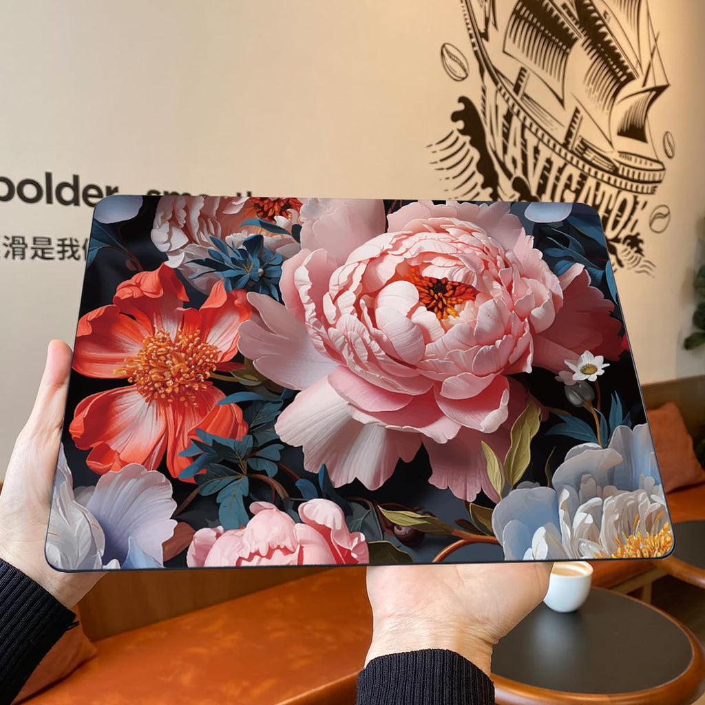 Teryeefi Compatible with MacBook Air 13.6 inch Case M2 M3 M4 M5 Release 2022 2023 2024 2025 2026,Model A3449 A3240 A3113 A2681,Design Slim Cover+Keyboard Cover+OTG Adapter, Colorful Peonies
