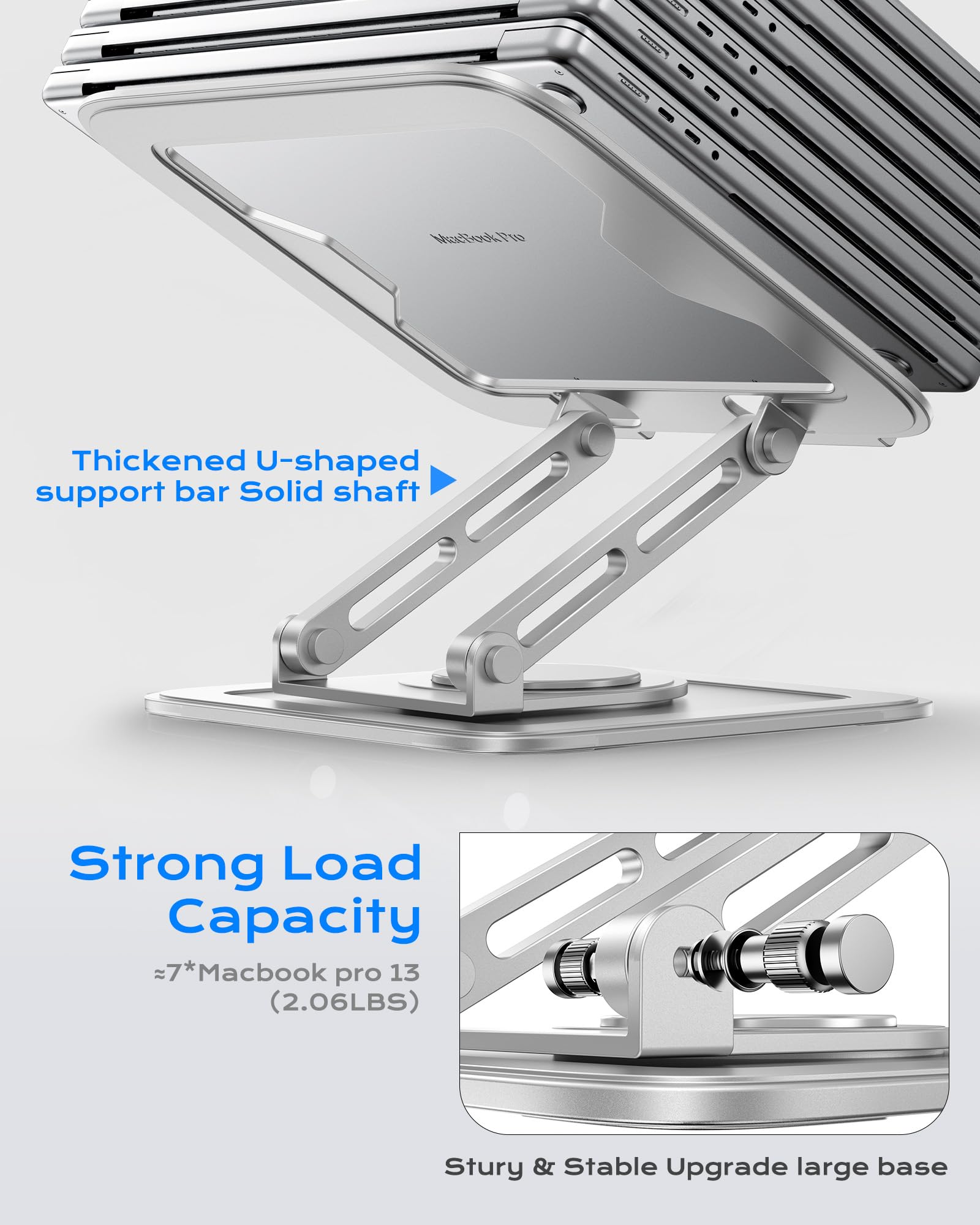 LOXP Adjustable Laptop Stand, Computer Stand with 360 Rotating Base