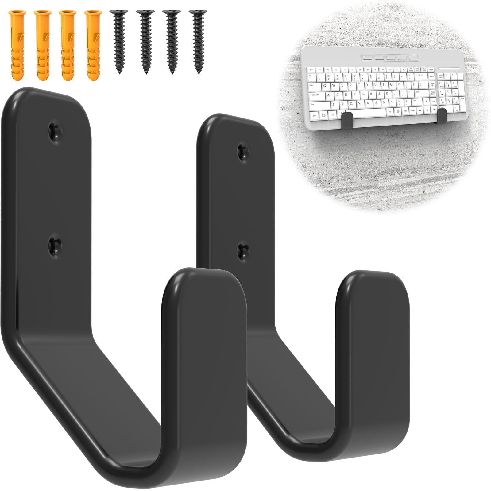 Appacare 2-in-1 Keyboard Wall Mount - Metal Hanger with Adhesive & Screws, Fits Mechanical Keyboards Up to 3cm Thick