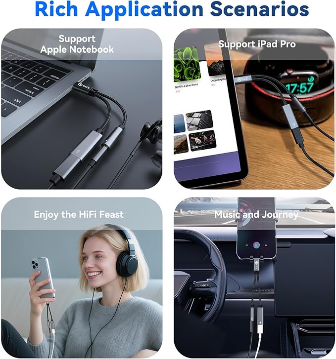 USB Type C to 3.5mm Headphone and Charger Adapter,2 in 1 USB C to Aux Audio Jack Hi-Res DAC with Charging for Earphones,Compatible with Samsung Galaxy S25/S24/S23/S22+ (USB-3.5MM, 1Pack)