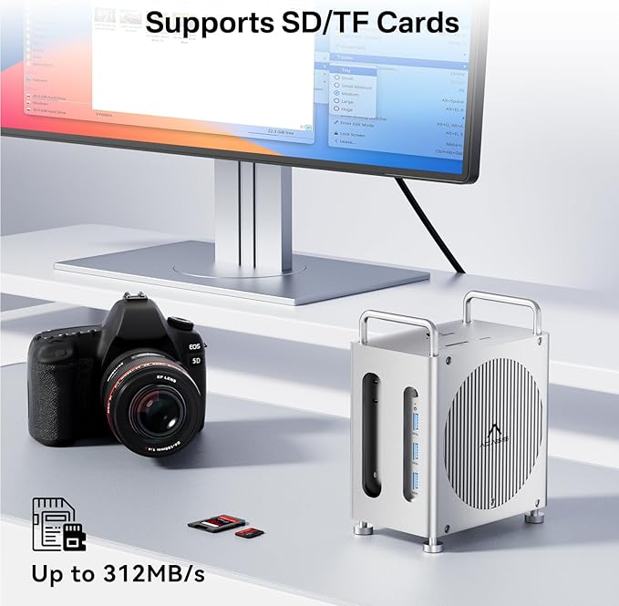 ACASIS 40Gbps Mac mini M4 Dock with Dual-Bay NVMe SSD Enclosure, 11-1 Workstation for Mac mini M4 and M4 Pro, Docking Station with DP 4K60Hz, 3XUSB-A10G, PD 30W, SD/TF4.0, Support Dual SSD B+M M-Key