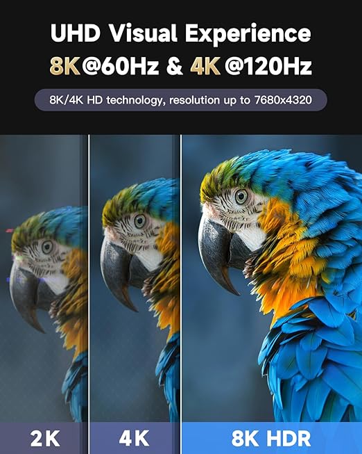 ARISKEEN 8K HDMI Cable 9 FT, 48Gbps High Speed HDMI 2.1 Cable, 8K 60Hz, 4K 120Hz 144Hz Braided HDMI Cord - 9 Feet