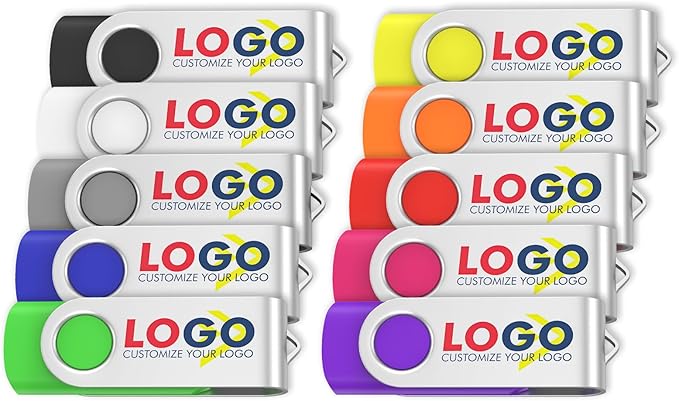 ABLAZE Personalized USB 1GB Flash Drive 10 Pack, USB 2.0 Custom Thumb Drives Personalized Pendrive Memory Stick (Mixcolors)