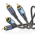 RCA Cable Subwoofer Cable 2RCA Male to 2RCA Male Stereo Audio Cable Y Splitter 24K Gold-Plated Nylon Braided Double Shielded Digital Analogue Supports Amplifiers,Home Theater,Hi-Fi System(5ft/1.5m)