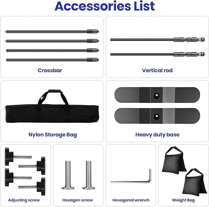Jiang&Rong 10x8ft Photo Backdrop Stand Kit - Adjustable Telescopic Booth Background Stand with Step and Repeat Frame for Professional Photography, Trade Shows, Events