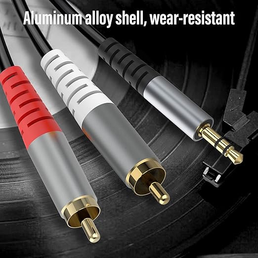 RCA to 3.5mm AUX Cable, (2M/6.6Feet) 3.5mm 1/8 to RCA 2-Male Headphone Jack Adapter Y Splitter Premium Stereo Audio Cord for Smartphones, Tablets, HDTV,or MP3 Players, Speakers