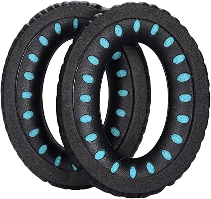 Ear Pads for Bose Quiet Comfort 35 Soft Protein Leather Replacement Earpads Ear Cushions Ear Pad for Bose QC 35/25 / 15 QC2 / Ae2 / Ae2i / Ae2W / Sound Link/Sound True (Black/Blue)