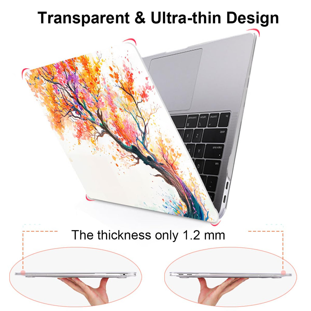 LCMOCICO Compatible with MacBook Air 13 inch Case M1 A2337 A2179 A1932 2021 2020 2019 2018 Release with Retina Display & Touch ID, Crystal Pattern Plastic Hard Shell Case Cover, Phoenix Tree Flowers